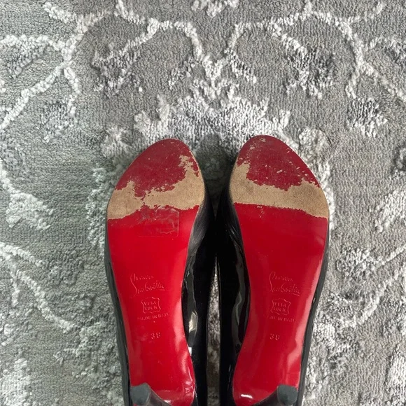 Christian Louboutin black peep toe platform stiletto size 37.5 - Picture 5 of 7